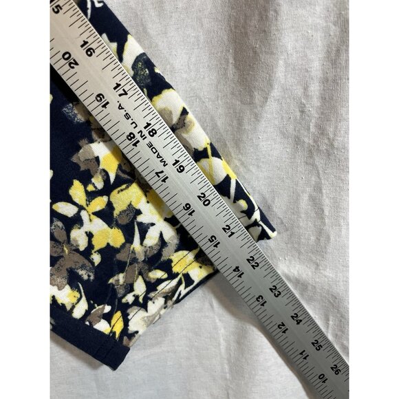 Karen Scott Women’s 3X Navy Yellow Floral  3/4 Sleeve Cotton Top - Picture 8 of 8